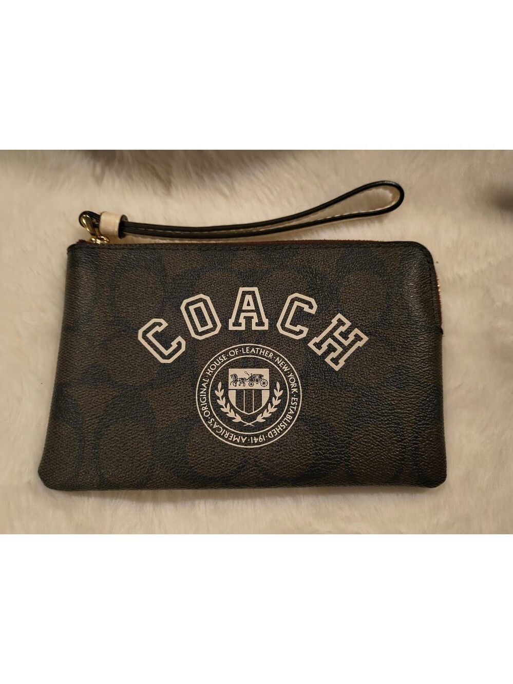 Coach Brown Signature Logo Wristlet